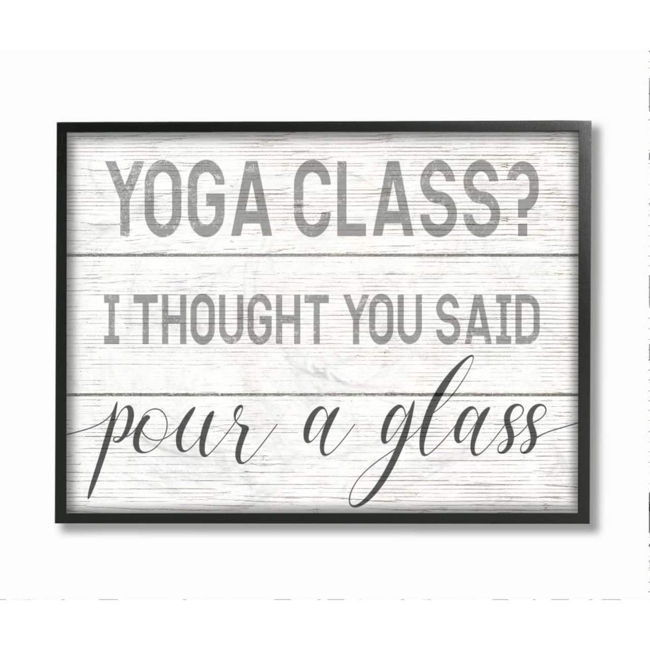 Stupell Industries Yoga Class or Pour A Glass Black Framed Wall Art